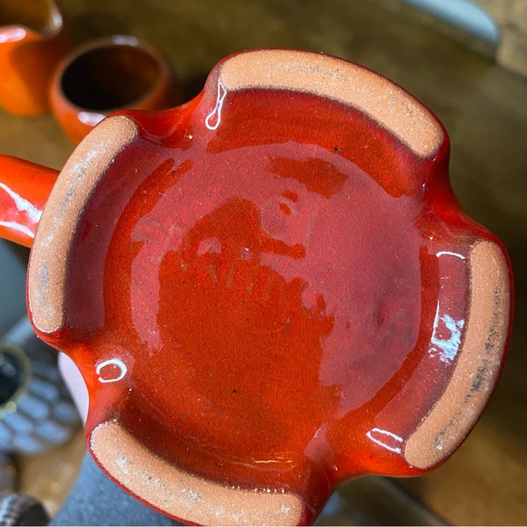 Vintage FRANKOMA Flame Orange Footed Mugs - Picture 5 of 5